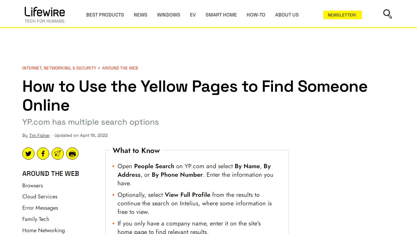 How to Use the Yellow Pages to Find Someone Online - Lifewire