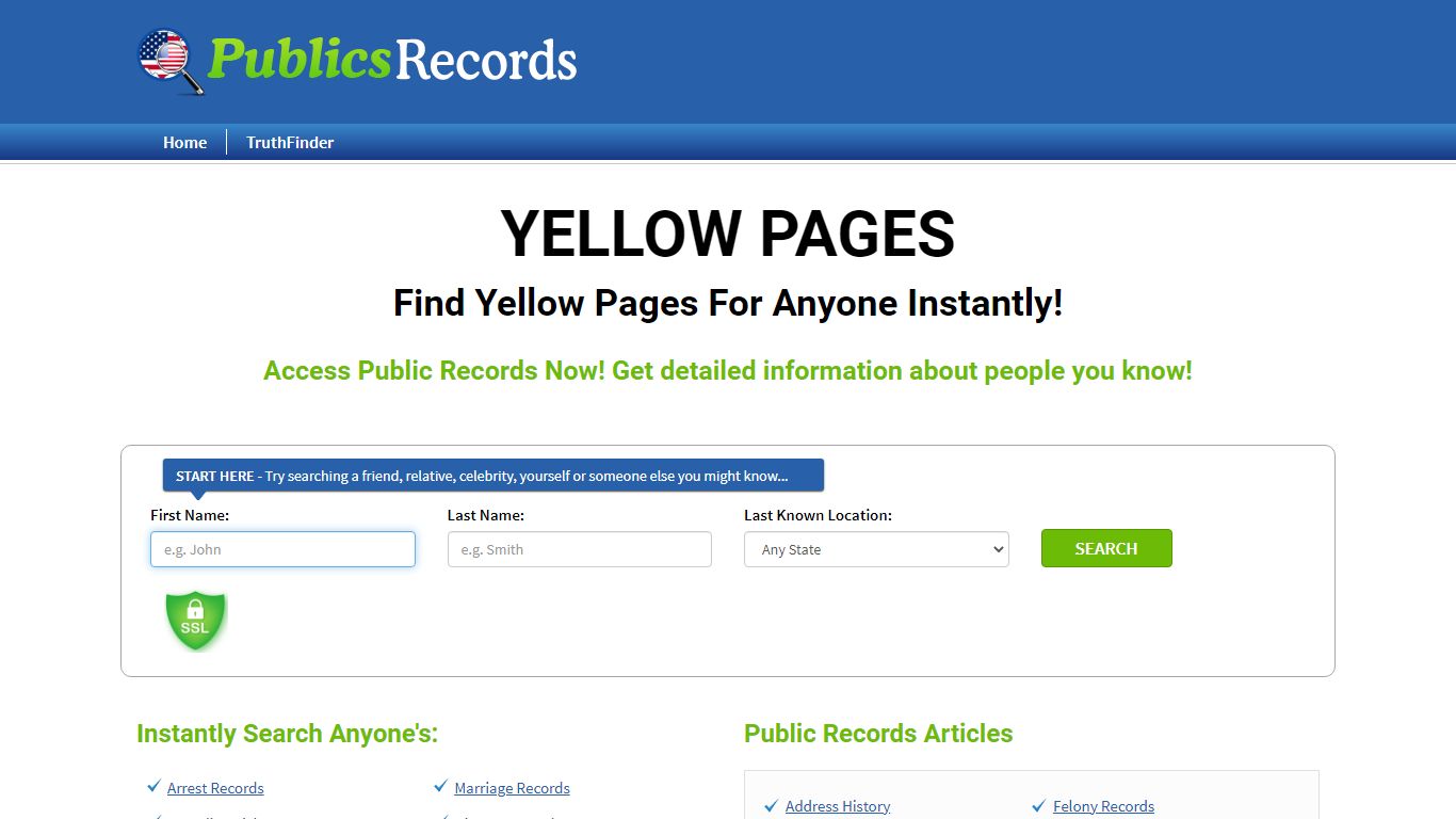 Find Yellow Pages For Anyone Instantly! - publicsrecords.com